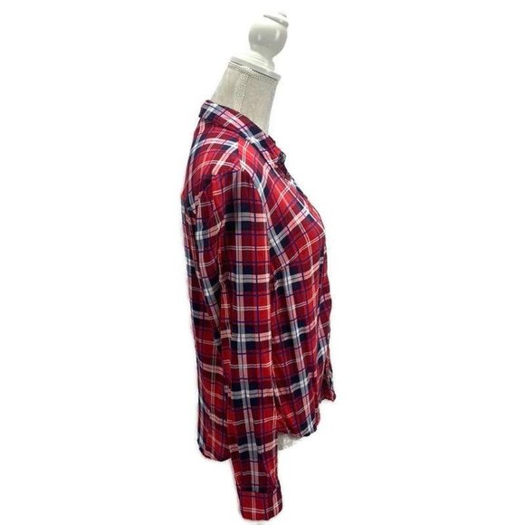Prototype Red White Blue Plaid Button Down Shirt M - Picture 4 of 8